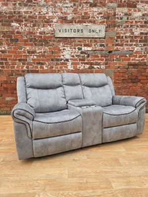 Mondeo Fabric Recliner 2 Seater with Console - Grey