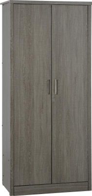 Lisbon 2 Door Wardrobe - 0.82m Black Wood Grain