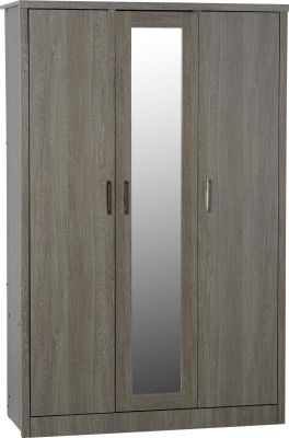 Lisbon 3 Door Wardrobe 1.2m - Black Wood Grain
