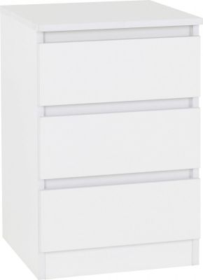 Malvern 3 Drawer Bedside - White