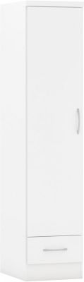 Nevada 1 Door 1 Drawer Wardrobe - White Gloss