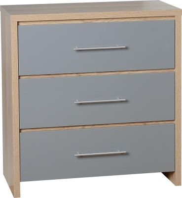 Seville 3 Drawer Chest - Grey High Gloss