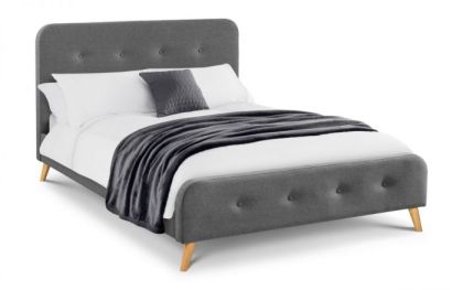 Astrid Curved Retro Fabric Bed - Grey