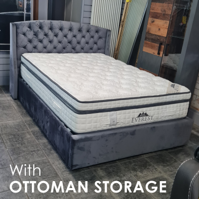 Buckingham Wing Back Storage Bed - Grey Velvetssss