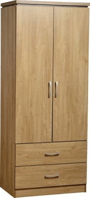 Charles 2 Door 2 Drawer Wardrobe - Oak