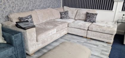 Deluxxey Fabric Sofa - Oslo Latte included footstool(2c-Elm-Stol)