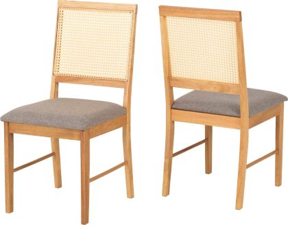 Ellis Dining Chair (Box of 2) - Oak Effect / Grey Fabric