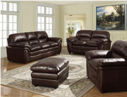 Fernando Sofa Full Bonded Leather Stool - Black