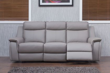 Infiniti Leather 3 Seater Recliner Sofa - Taupe Grey