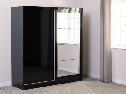 Nevada 2 Door Sliding Wardrobe 1.79m - Black Gloss