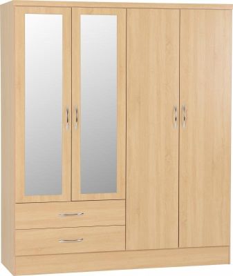 Nevada 4 Door 2 Drawer Wardrobe 1.5m - Sonoma Oak Effect