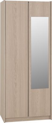 PARIS 2 DOOR MIRRORED WARDROBE 0.8m - SMOKED ASH EFFECT