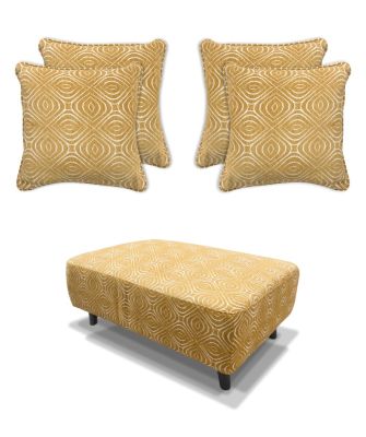 Poppy Footstool & 4 Cushions Set - Ochre