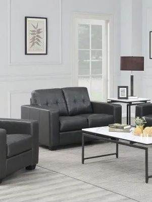 Rose Leather 2 Seater Sofa - Black