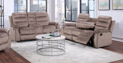 Hamilton Fabric Recliner Suite 3RR Drop Down Table + 2RR with Console - Sand