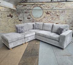 Deluxxey Fabric Sofa - Oslo Ice included footstool (Stol-Elm-c2)