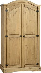 Corona 2 Door Wardrobe 1.04m - Distressed Waxed Pine