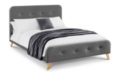 Astrid Curved Retro Fabric Bed - Grey