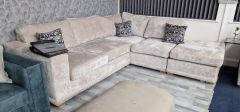 Deluxxey Fabric Sofa - Oslo Latte included footstool(2c-Elm-Stol)