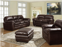 Fernando Sofa Full Bonded Leather Stool - Black