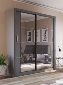 Cuba 2 Door Sliding Wardrobe 1.8m - Grey Sliderobes