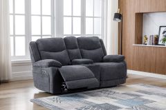 Herbert Fabric Electric 2 Seater with Console & Wireless Charger - Dark Grey