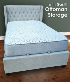 Joelle Ottoman Fabric Bed - Light Grey