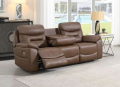 Leroy Recliner Suite 3+2 with Table and Wireless Charger - Chestnut