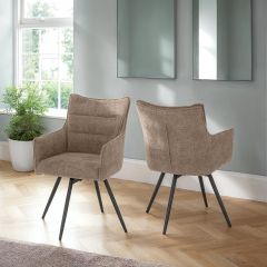 Lewis Carver Swivel Chair (2 Per Box) - Fawn Fabric