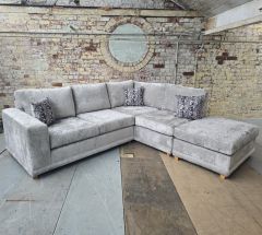 Deluxxey Fabric Sofa - Oslo Ice included footstool(2c-Elm-Stol)