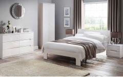 Manhattan High Gloss Bed - White