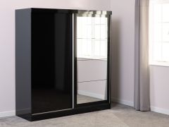 Nevada 2 Door Sliding Wardrobe 1.79m - Black Gloss