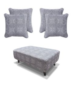 Poppy Footstool & 4 Cushions Set - Grey