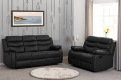 ROMA 3+2 RECLINER SUITE - BLACK FAUX LEATHER